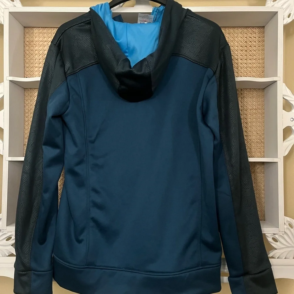 running man Blue Zip-Up Hoodie with Black Accents size medium